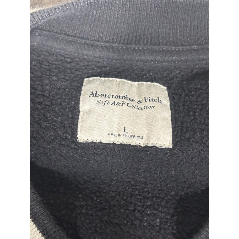 Abercrombie Fitch Soft A&F Collection V Neck Sweatshirt Black White Stripes Sz L - Picture 4 of 8
